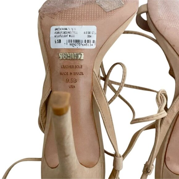SCHUTZ Size 9.5 Beige Heel Stiletto Pom Pom Tassels Camel - Picture 11 of 12